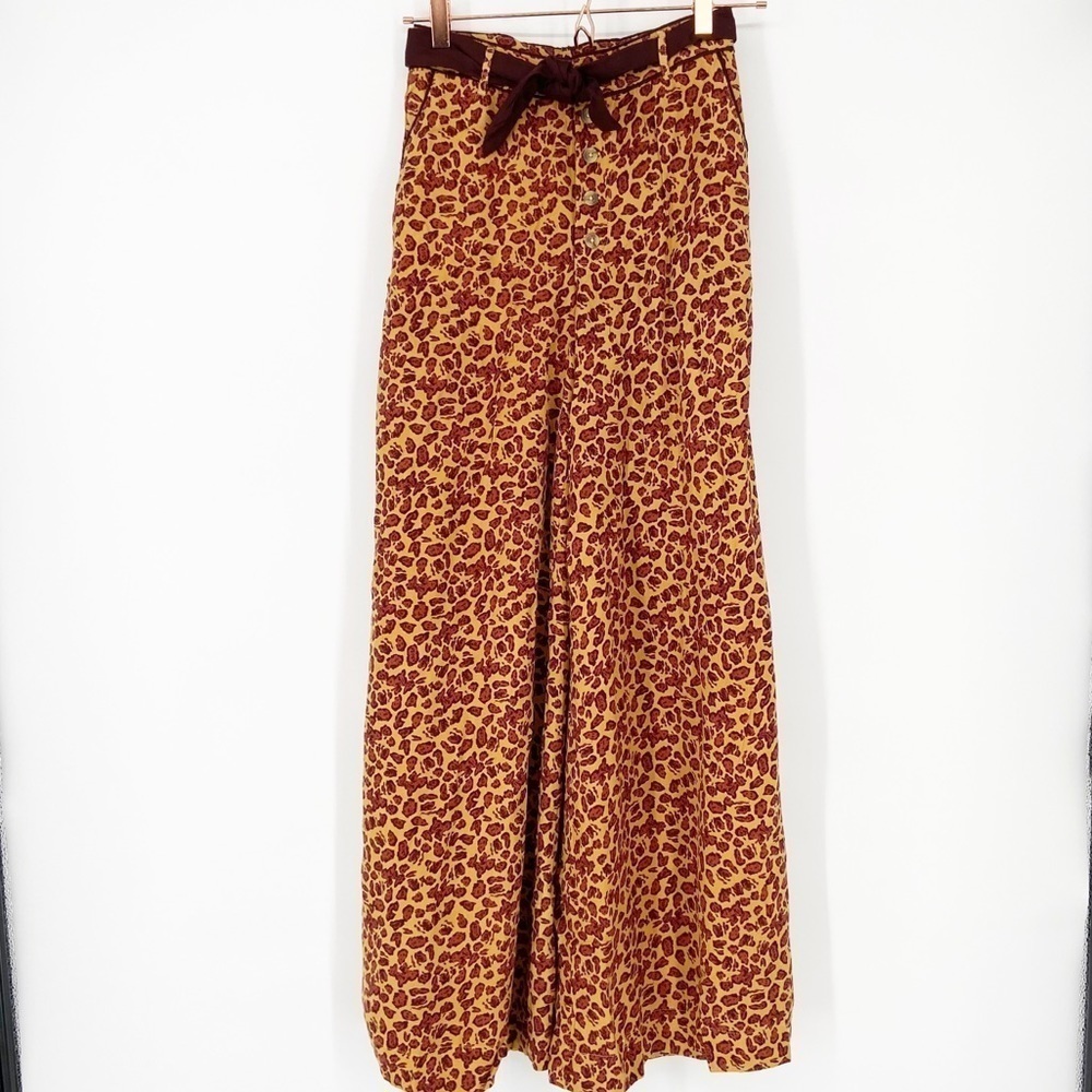 NWT Free People Bennie Animal Leopard Print Wide Leg Pants - Picture 4 of 8
